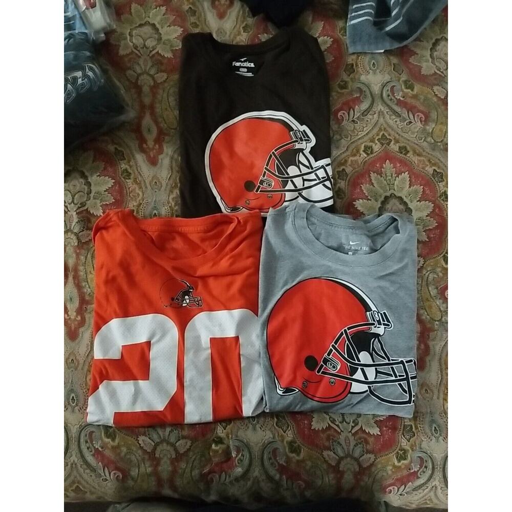 Mens Nike Dri Fit Cleveland Browns Short Sleeve T-Shirt Lot Of Three Size Larges